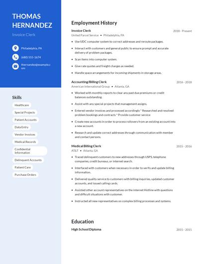 Invoice Clerk Resume