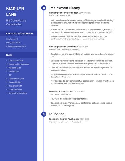 IRB Compliance Coordinator Resume