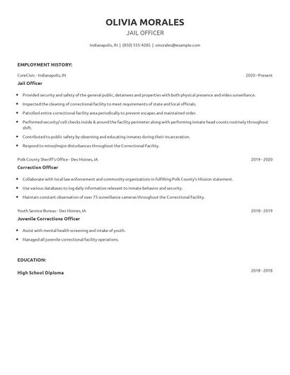 Jail Officer Resume