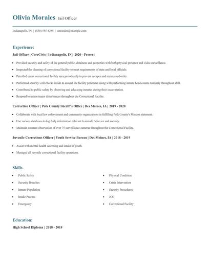 Jail Officer Resume