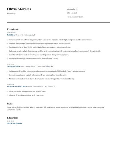Jail Officer Resume