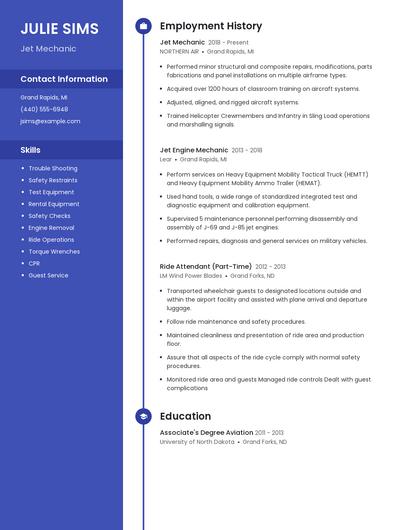 Jet Mechanic Resume