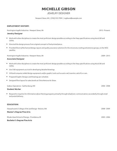 Jewelry Designer Resume
