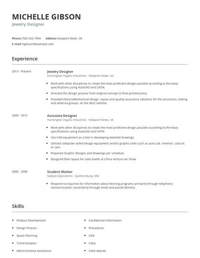 Jewelry Designer Resume