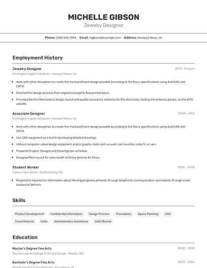 Jewelry Designer Resume