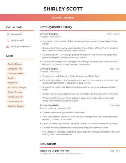 Jewelry Designer Resume