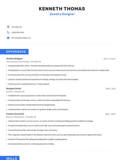 Jewelry Designer Resume