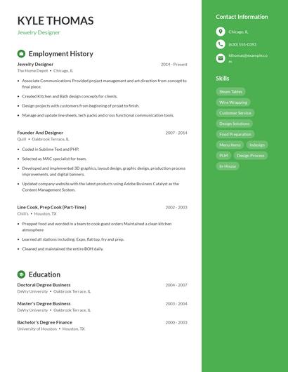 Jewelry Designer Resume