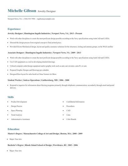 Jewelry Designer Resume