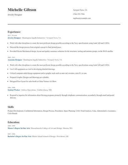 Jewelry Designer Resume