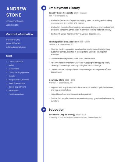 Jewelry Sales Associate Resume