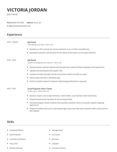 Job Hand Resume