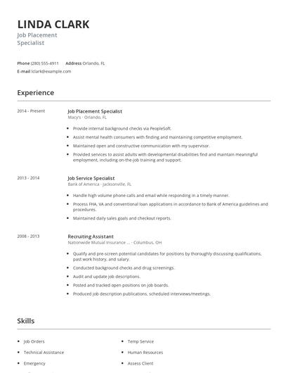 Job Placement Specialist Resume