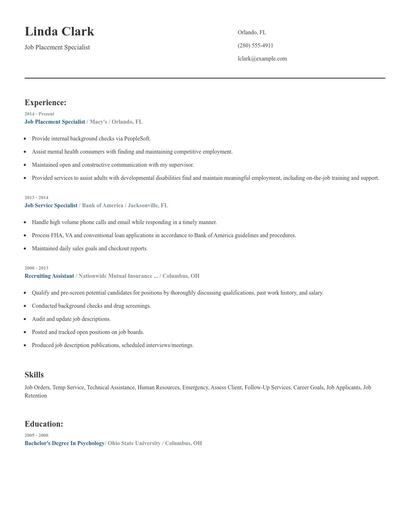 Job Placement Specialist Resume