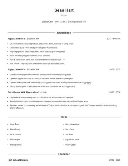 Jogger Resume