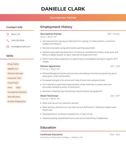 Journeyman Painter Resume