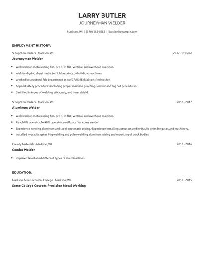 Journeyman Welder Resume