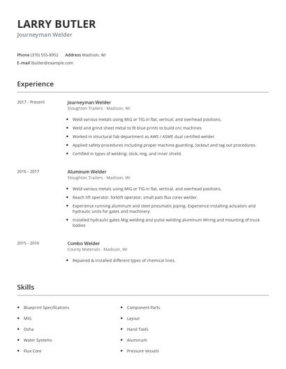 Journeyman Welder Resume