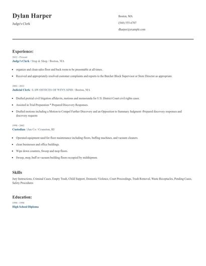 Judge's Clerk Resume