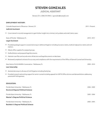 Judicial Assistant Resume