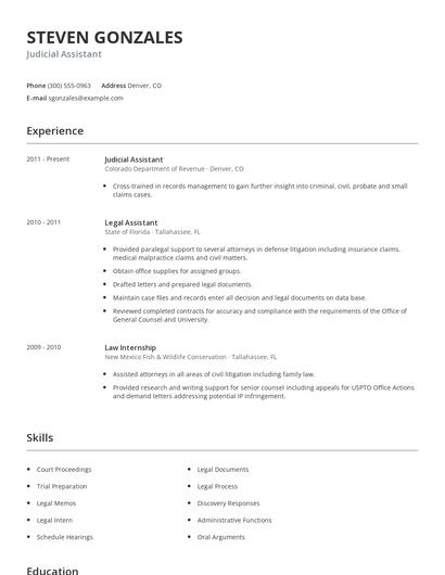 Judicial Assistant Resume