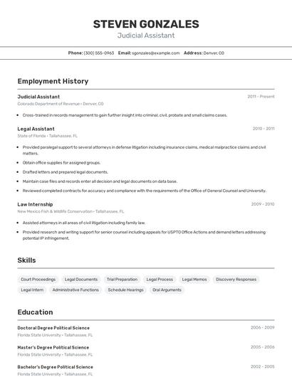 Judicial Assistant Resume