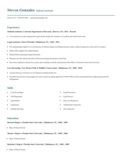 Judicial Assistant Resume