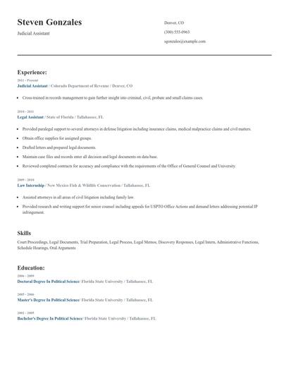 Judicial Assistant Resume