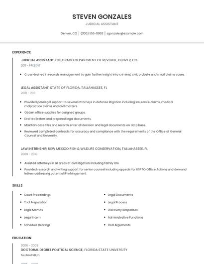 Judicial Assistant Resume