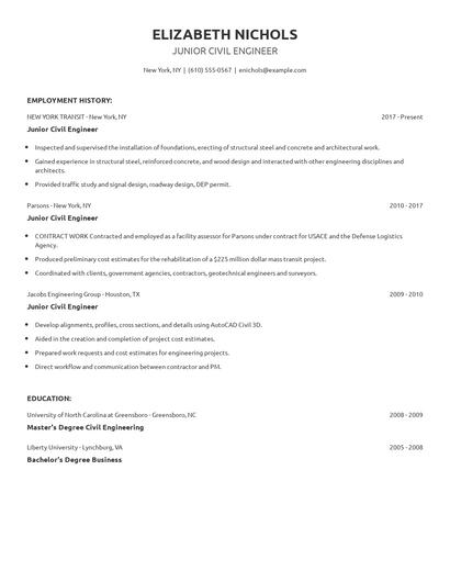 Junior Civil Engineer Resume