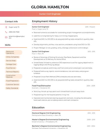 Junior Civil Engineer Resume