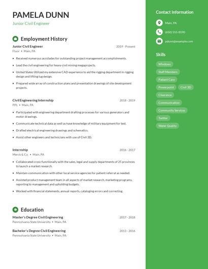 Junior Civil Engineer Resume