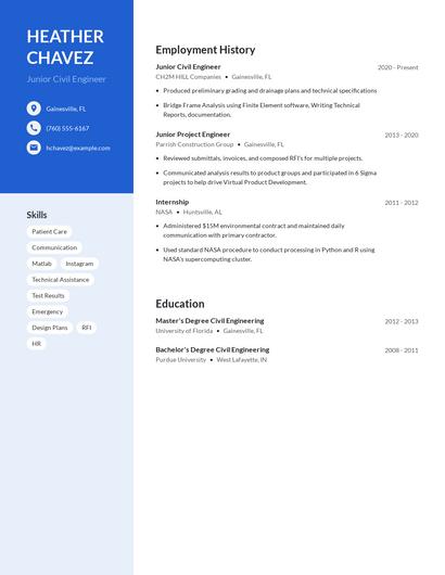 Junior Civil Engineer Resume