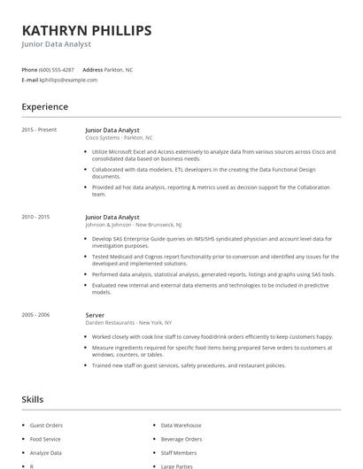 Junior Data Analyst Resume
