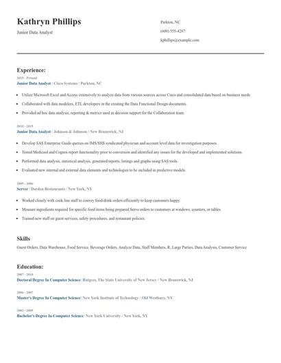 Junior Data Analyst Resume