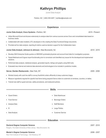Junior Data Analyst Resume
