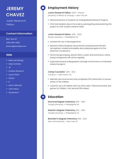 Junior Research Fellow Resume