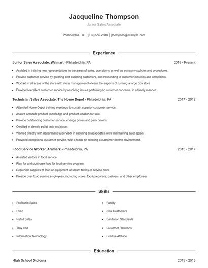 Junior Sales Associate Resume
