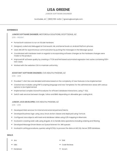 Junior Software Engineer Resume