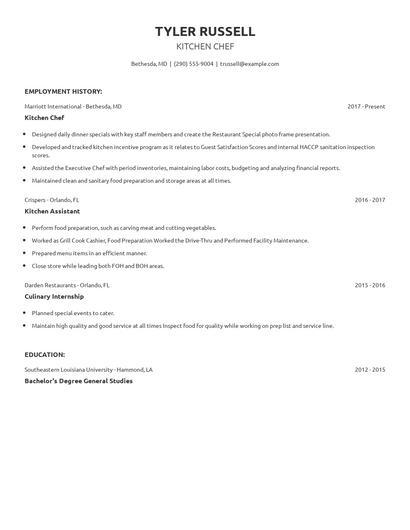 Kitchen Chef Resume