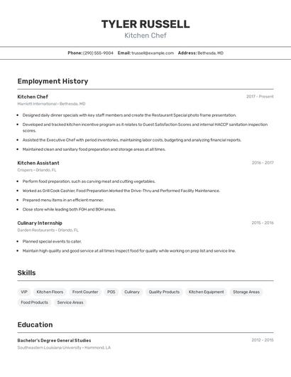 Kitchen Chef Resume
