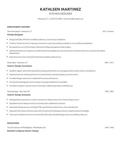 Kitchen Designer Resume