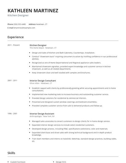 Kitchen Designer Resume