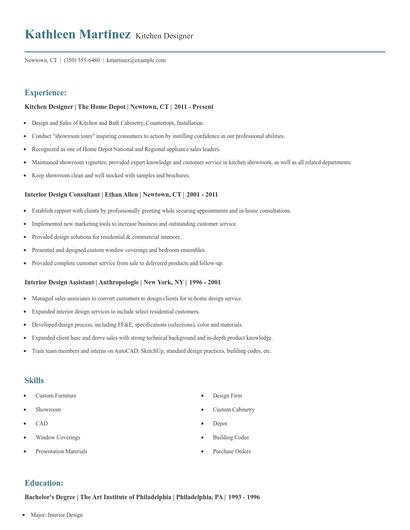 Kitchen Designer Resume