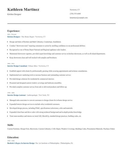 Kitchen Designer Resume