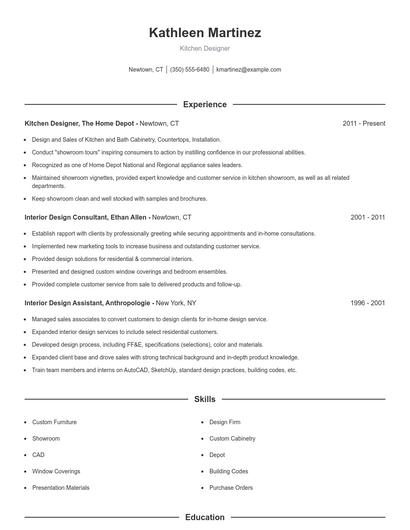 Kitchen Designer Resume