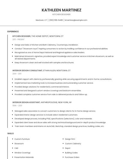 Kitchen Designer Resume
