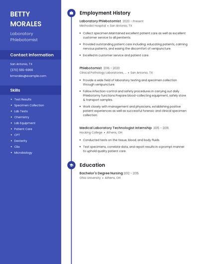 Laboratory Phlebotomist Resume
