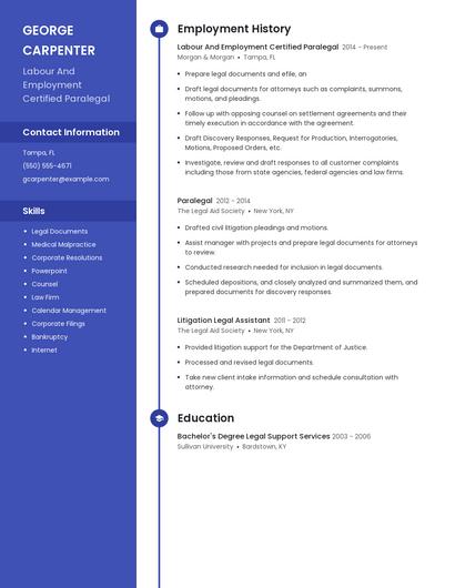 Labour And Employment Certified Paralegal Resume