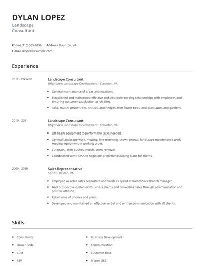 Landscape Consultant Resume